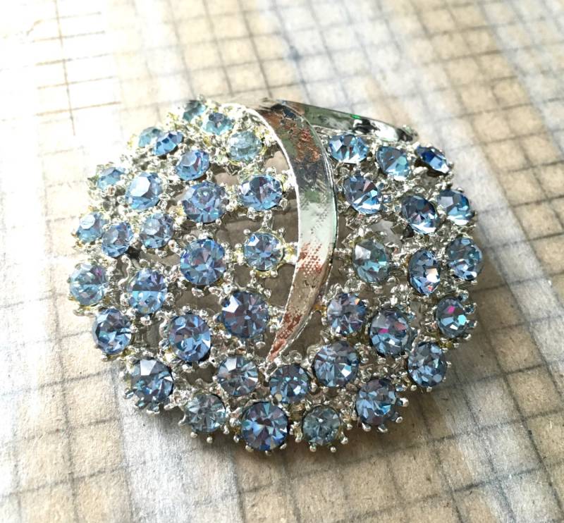 Vintage Blau Strassbrosche - Mod Midcentury Sixties Spray von ModPops