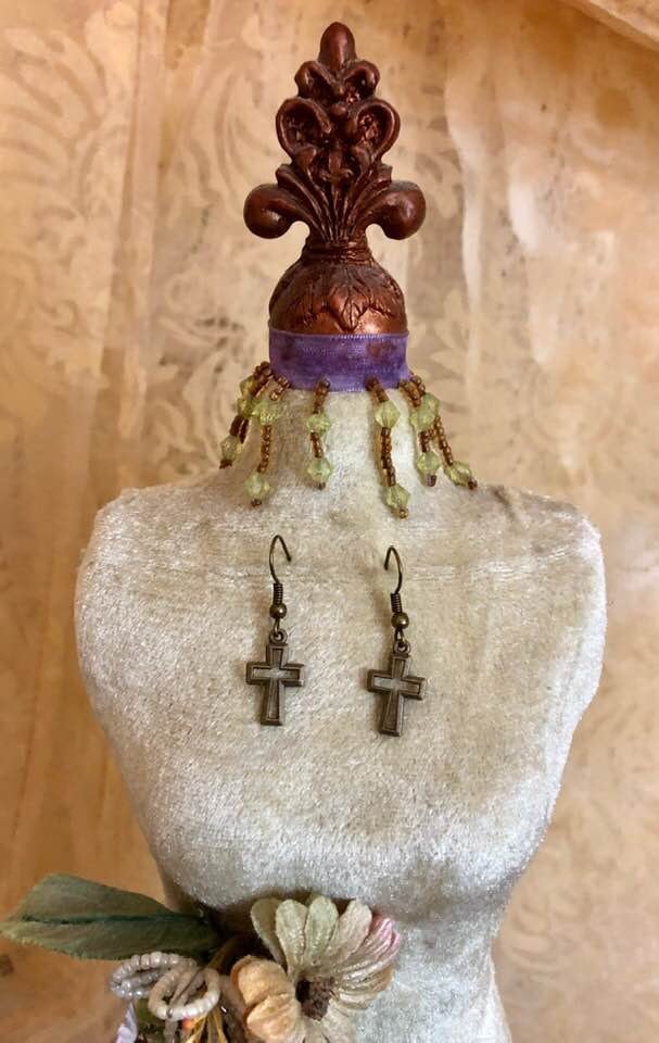 Bronze Kreuz Ohrringe von ModVinFindings