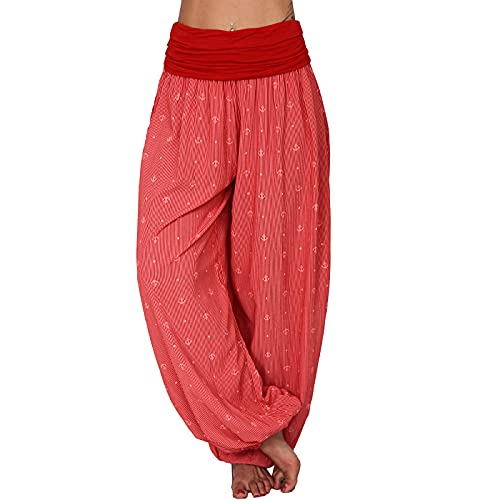 Italy Moda Damen Haremshose Anker Pumphose leichte Sommerhose Aladinhose Pluderhose Gr.34-40 (Rot) von Italy Moda