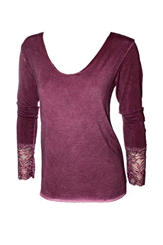 Moda Italy Longsleeve Oversized mit Spitze (One Size, Beere) von Moda Italy