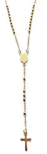 Moda Mavilla Rosenkranz-Halskette aus Stahl, Farbe Gold, Perlen 4 mm, handgefertigt in Italien von MODA MavillA