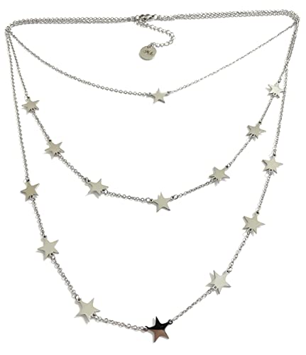 Moda Mavilla Sterne Halskette dreireihig mit Sternchen aus Edelstahl von MODA MavillA