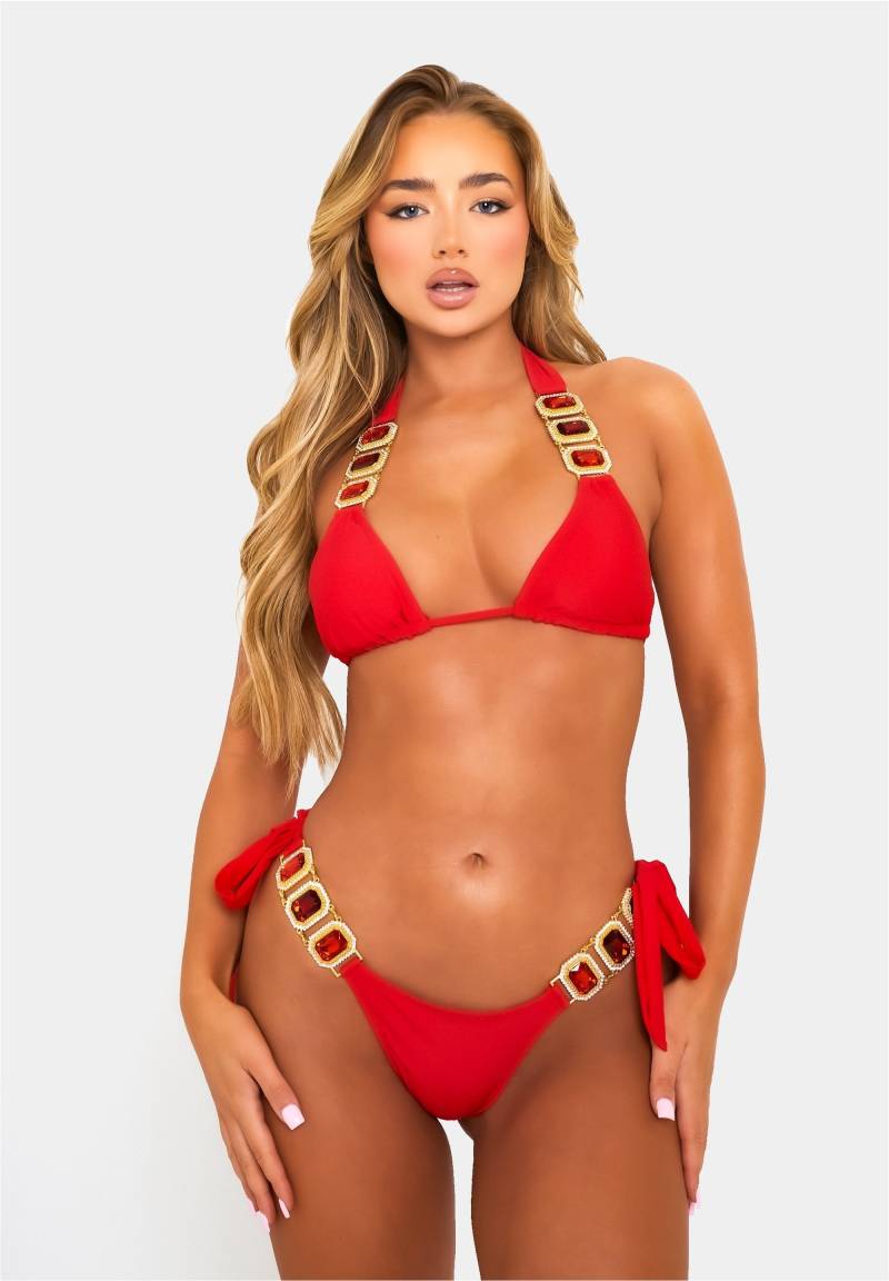 Moda Minx Bikini-Hose "Boujee", (1 St., Panty), mit seitlicher Bindung und tollem Steinbesatz von Moda Minx