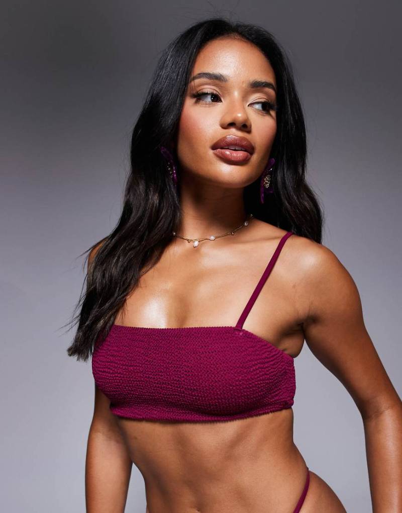 Moda Minx - Gekräuseltes Bikini-Bustier in Beerenrot von Moda Minx