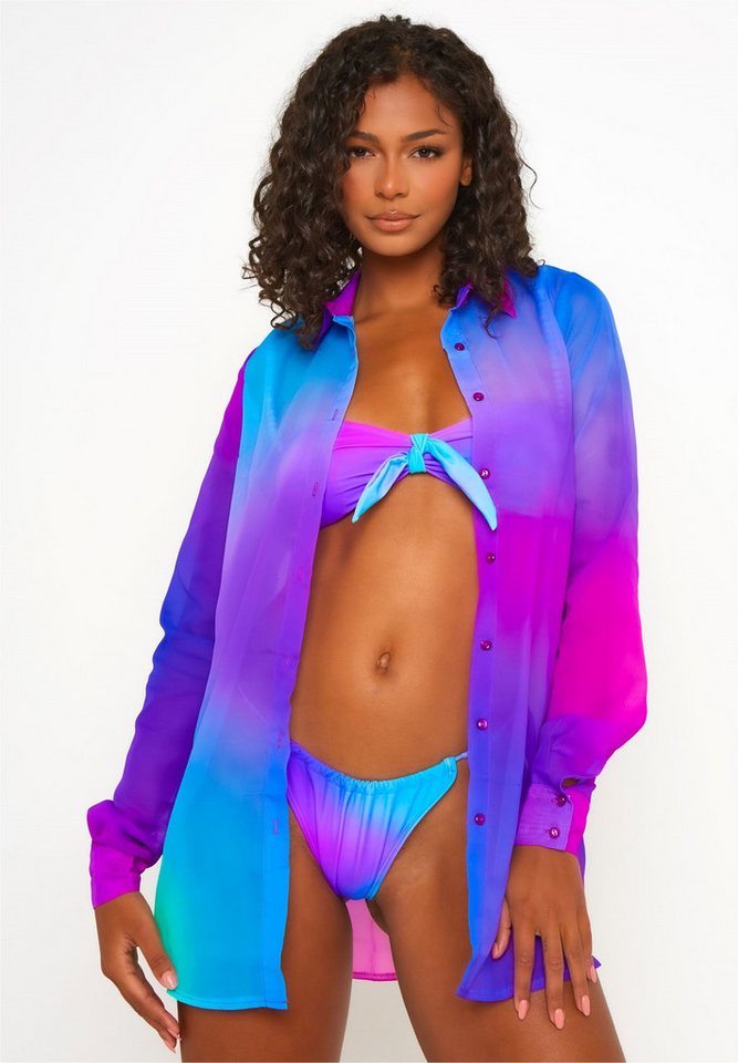 Moda Minx Langarmbluse Club Tropicana Strandshirt (1-tlg) mit Kentkragen und Manschetten von Moda Minx