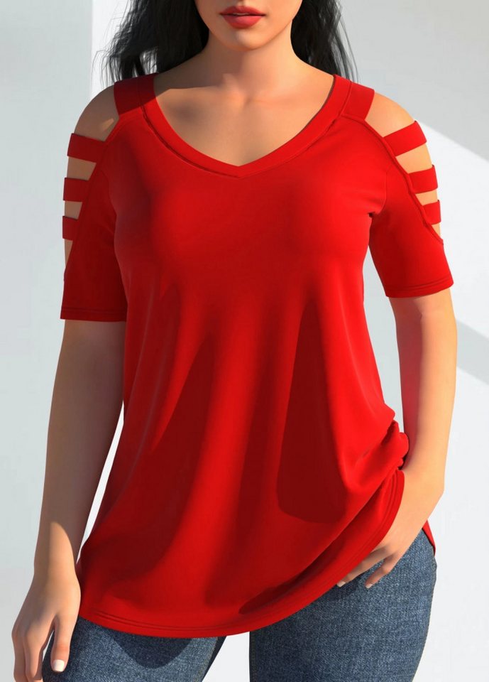 Moda Yakamoz Blusentop Damen Kurzarm Viskose-Bluse mit Streifen-Detail Moda Yakamoz Blusentop Damen Kurzarm Viskose-Bluse mit Streifen-Detail von Moda Yakamoz