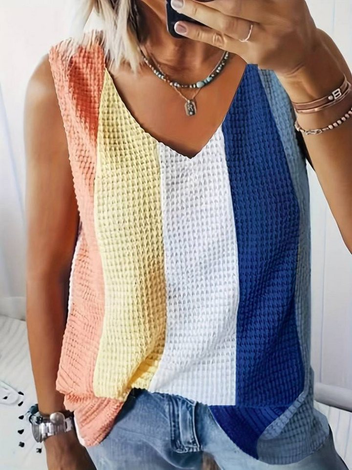 Moda Yakamoz Blusentop Damen V-Ausschnitt Mehrfarbig Stricktop von Moda Yakamoz