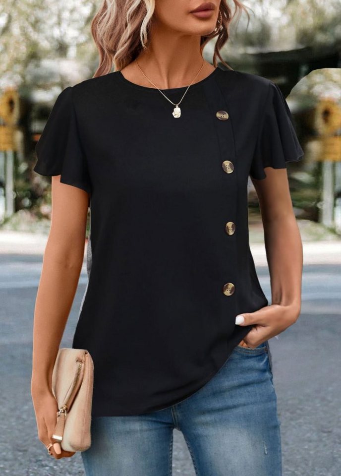 Moda Yakamoz Blusentop JANE'S Damen Kurzarm Rundhals Seitentaste Viskose Bluse Moda Yakamoz Blusentop JANE'S Damen Kurzarm Rundhals Seitentaste Viskose Bluse von Moda Yakamoz