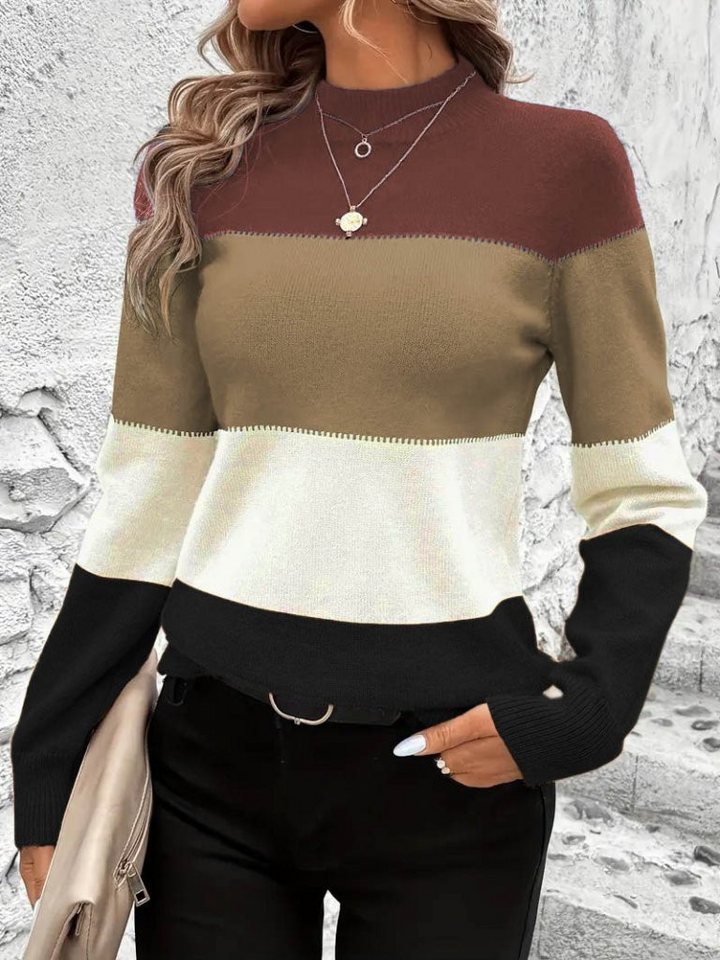 Moda Yakamoz Blusentop JANE'S Damen Langarm Halb Rollkragen Strickpullover von Moda Yakamoz