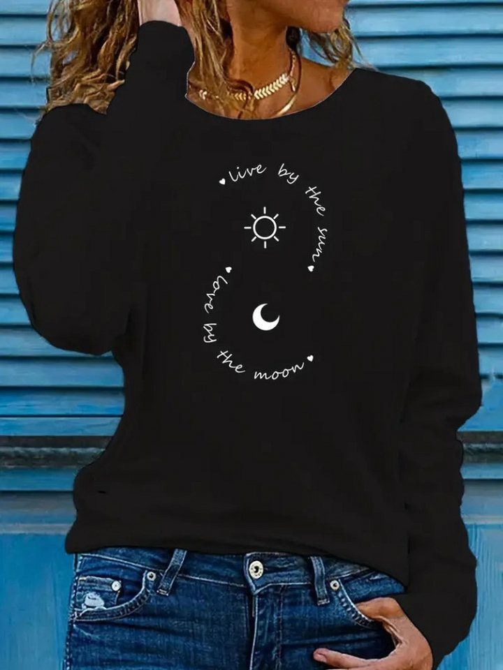 Moda Yakamoz Blusentop JANE'S Damen Langarm Rundhals Muster Viskose Bluse von Moda Yakamoz