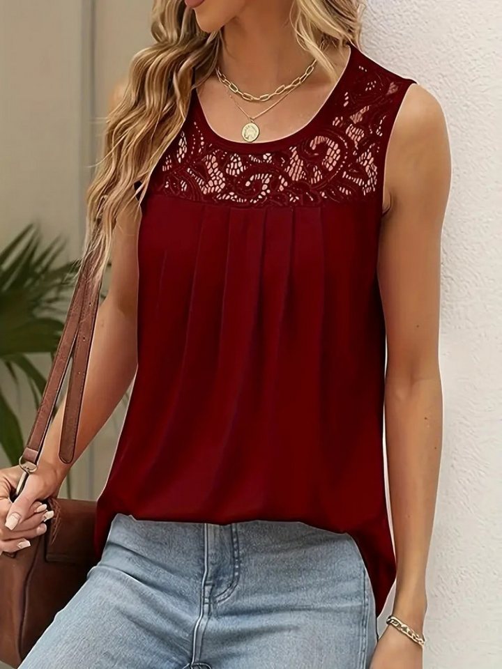 Moda Yakamoz Blusentop JANE'S Damen Trägerloses Rundhals Spitzenbesetztes Viskose-Bluse von Moda Yakamoz