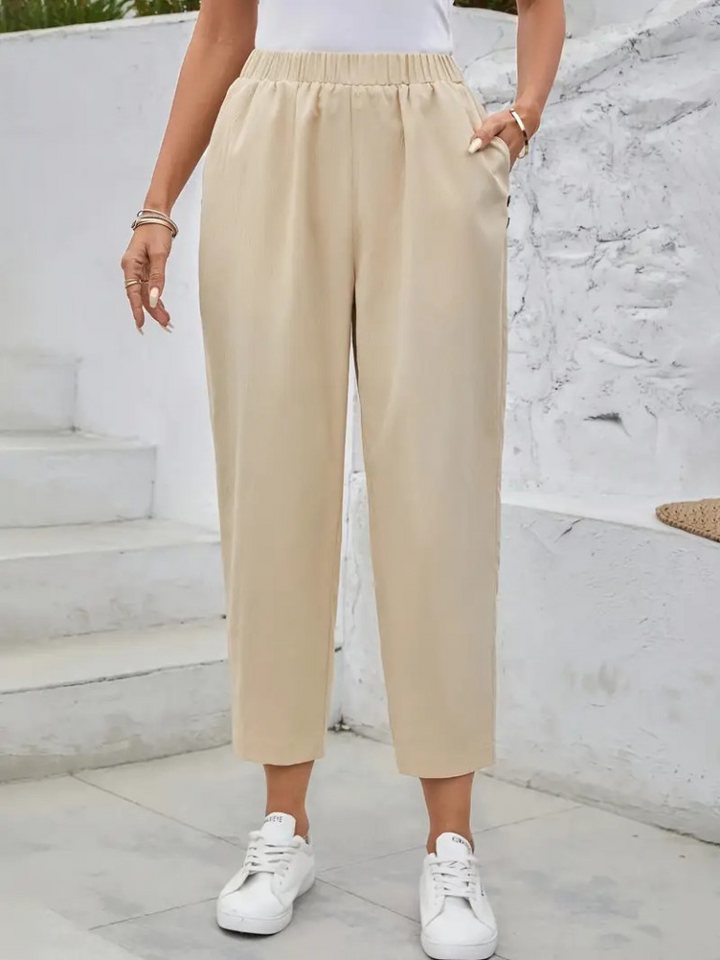 Moda Yakamoz Chinohose Damen Hohe Taille Knopf-Detail Weitbein Importierte Crepe Hose Moda Yakamoz Chinohose Damen Hohe Taille Knopf-Detail Weitbein Importierte Crepe Hose von Moda Yakamoz