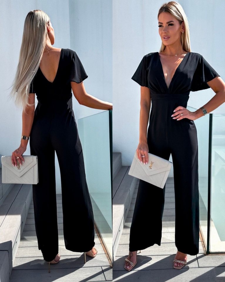 Moda Yakamoz Jumpsuit JANE'S Damen Kurzarm Wickelhals Rückenfreier Pegasus Jumpsuit Moda Yakamoz Jumpsuit JANE'S Damen Kurzarm Wickelhals Rückenfreier Pegasus Jumpsuit von Moda Yakamoz