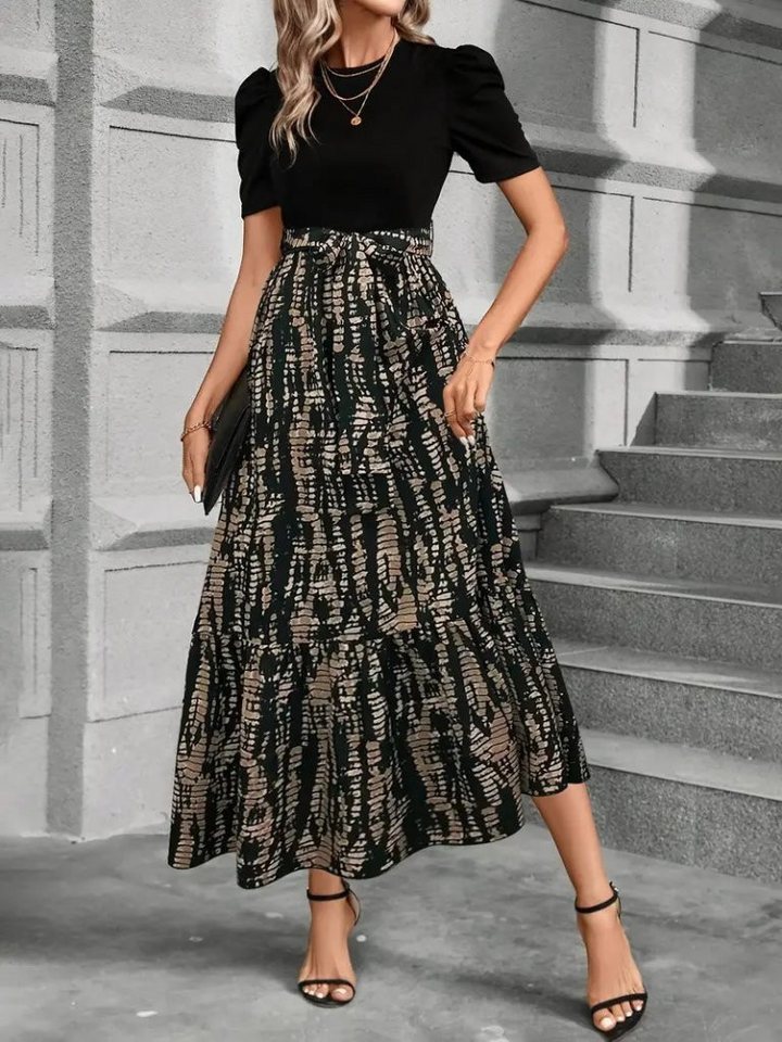 Moda Yakamoz Midikleid Damen Kurzarm Fahrrad Hals Importiertes Krepp Maxikleid von Moda Yakamoz