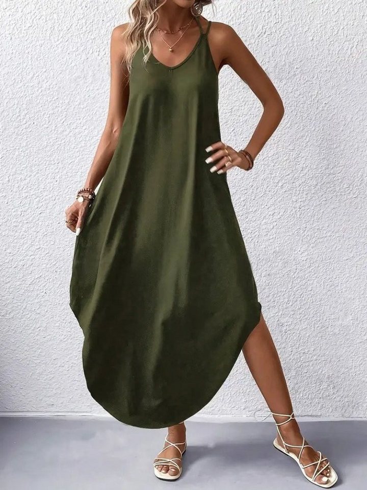 Moda Yakamoz Midikleid JANE'S Damen Trägerkleid V-Ausschnitt Lang Viskose Moda Yakamoz Midikleid JANE'S Damen Trägerkleid V-Ausschnitt Lang Viskose von Moda Yakamoz