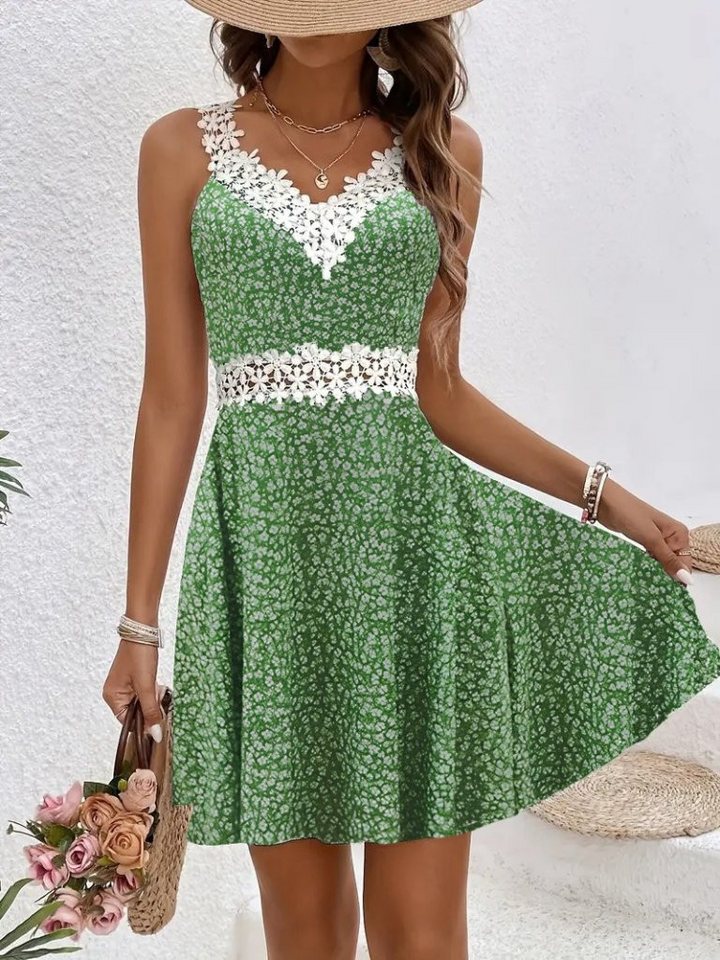 Moda Yakamoz Minikleid JANE'S Damen Spitzenbesetztes Blumenmuster Supreme Kleid von Moda Yakamoz