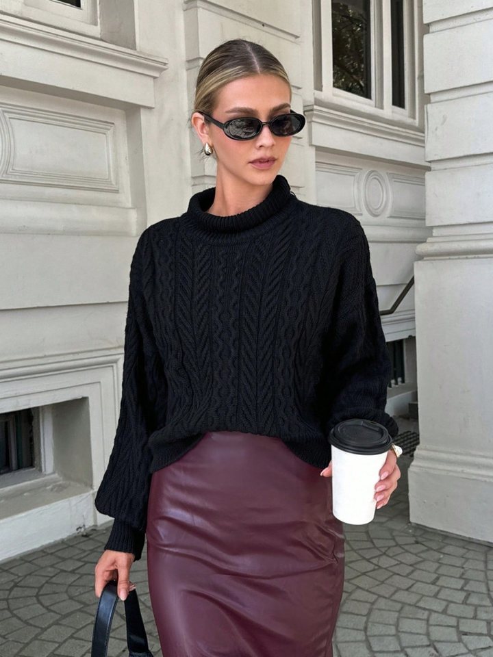 Moda Yakamoz Strickpullover JANE'S Langarm Semi-Turtleneck Strickbluse von Moda Yakamoz