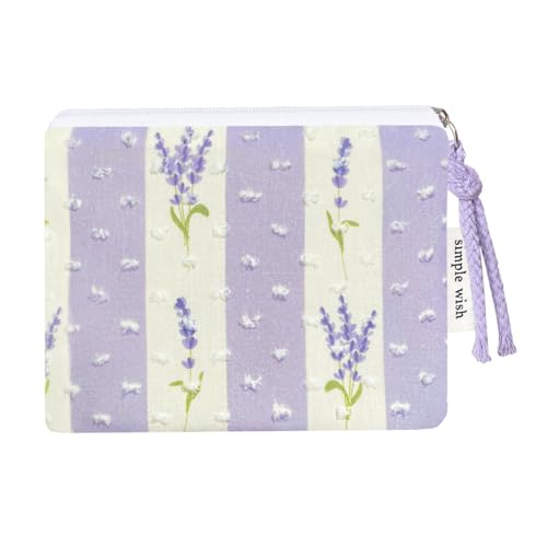 Modacarry Kleine Organizer-Tasche aus Baumwolle mit Blumenmuster und süßem Reißverschluss, für Damen und Mädchen, Lavendel, Kokette von Modacarry