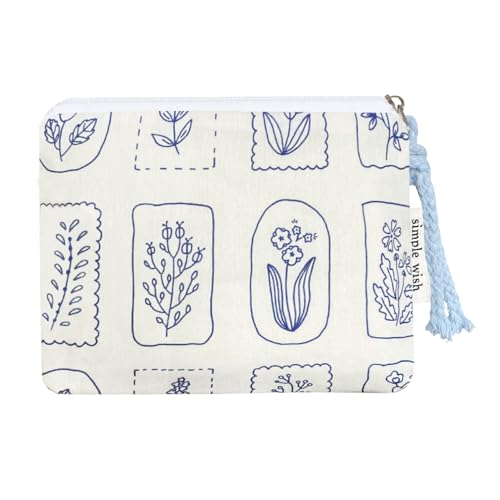 Modacarry Kleine Organizer-Tasche aus Baumwolle mit Blumenmuster und süßem Reißverschluss, für Damen und Mädchen, Rahmenblume, Kokette von Modacarry