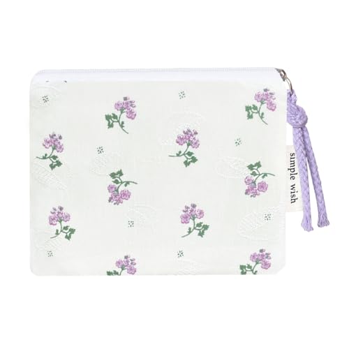 Modacarry Kleine Organizer-Tasche aus Baumwolle mit Blumenmuster und süßem Reißverschluss, für Damen und Mädchen, WHTPPL, Kokette von Modacarry