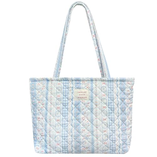 Modacarry Kleine gesteppte Tragetasche mit Blumenmuster und Reißverschluss für Damen und Mädchen, Blau (Blue Ribbon) von Modacarry