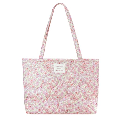 Modacarry Kleine gesteppte Tragetasche mit Blumenmuster und Reißverschluss für Damen und Mädchen, Pink Mist von Modacarry