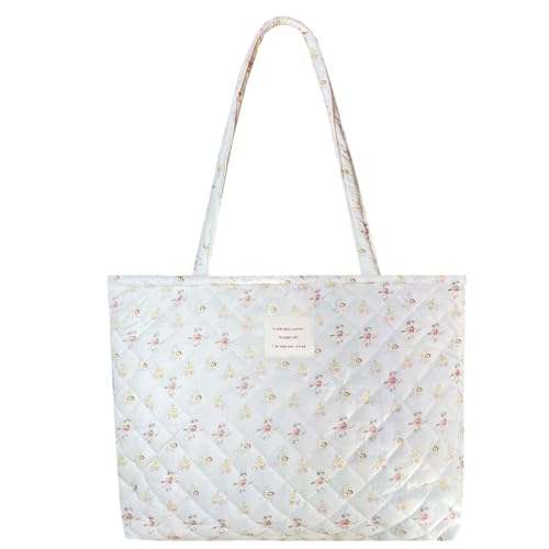 Modacarry Kleine gesteppte Tragetasche mit Reißverschluss für Damen und Mädchen, Cremefarbenes Gänseblümchen von Modacarry