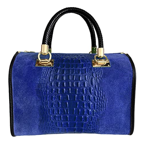 Modarno Damen Handtasche - Handtasche aus Wildleder mit Kokosdruck, Bluetto von Modarno