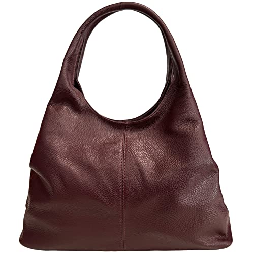 Modarno Damen Ledertasche | Schwarz | Schultertasche | Echtleder | Made in Italy | Modell Samona, Dunkles Bordeaux von Modarno