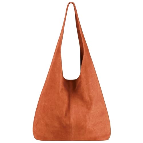 Modarno Damen Umhängetasche Wildleder Clutch Umhängetasche Schultertasche Shopper Damen Echtleder, Orange von Modarno