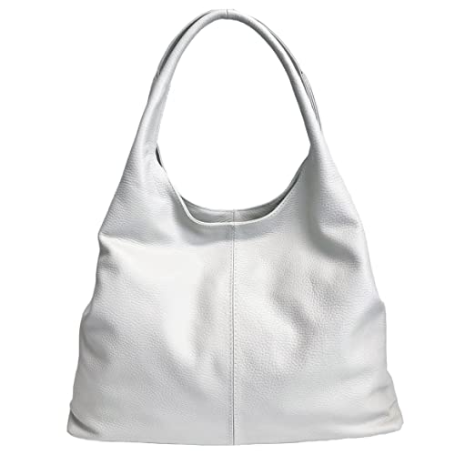Modarno Damen-Tasche aus Leder, schwarz, Schultertasche, echtes Leder, Modell Samona, Weiß von Modarno