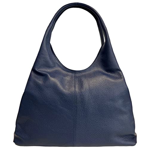 Modarno Damen-Tasche aus Leder, schwarz, Schultertasche, echtes Leder, Modell Samona, blau von Modarno