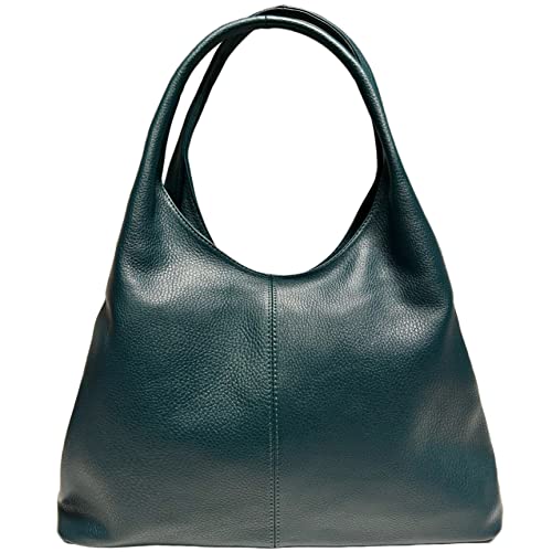 Modarno Damen-Tasche aus Leder | Schwarz | Schultertasche | Echtes Leder | Made in Italy, Petrol von Modarno