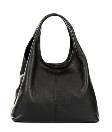Modarno Damen Ledertasche | Schwarz | Schultertasche | Echtleder | Made in Italy | Modell Samona, Schwarz von Modarno
