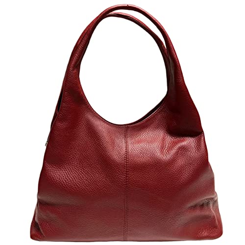 Modarno Damen Ledertasche | Schwarz | Schultertasche | Echtleder | Made in Italy | Modell Samona, bordeaux von Modarno