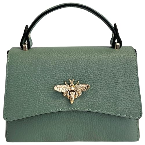 Modarno Damen-Umhängetasche aus echtem Leder mit Biene Verschluss 20 x 7 x 14 cm, Teal von Modarno