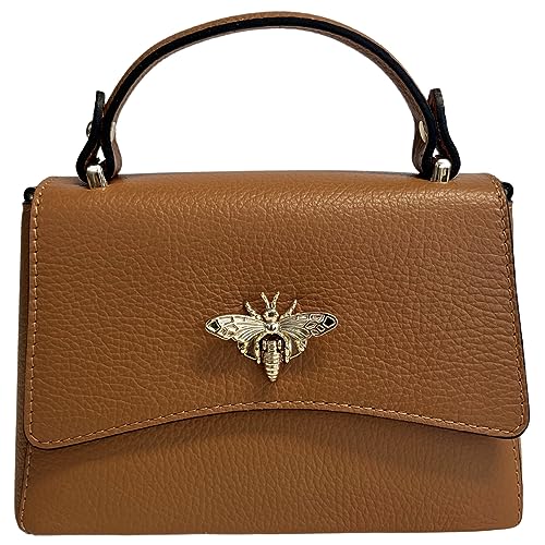 Modarno Damen-Umhängetasche aus echtem Leder mit Bienen-Verschluss, 20 x 7 x 14 cm, Leder von Modarno