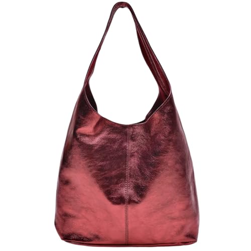 Modarno Damen Umhängetasche aus laminiertem Wildleder 34 x 17 x 59 cm, Metallic-Rot Modarno Damen Umhängetasche aus laminiertem Wildleder 34 x 17 x 59 cm, Metallic-Rot von Modarno