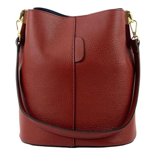 Modarno Giulia Handtasche aus echtem Leder Dollar 23 x 16 x 27 cm, Dunkelrot von Modarno