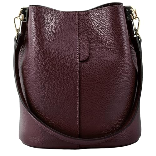 Modarno Giulia Handtasche aus echtem Leder Dollar 23 x 16 x 27 cm, Dunkles Bordeaux von Modarno