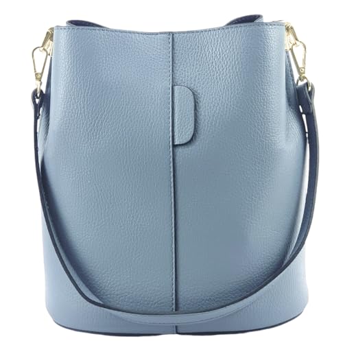 Modarno Giulia Handtasche aus echtem Leder Dollar 23 x 16 x 27 cm, Hellblau von Modarno