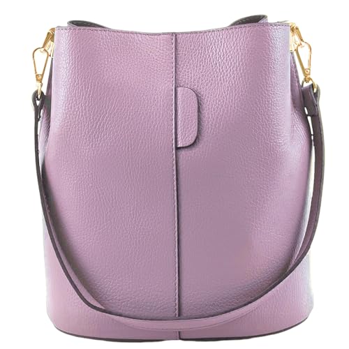 Modarno Giulia Handtasche aus echtem Leder Dollar 23 x 16 x 27 cm, Helles Flieder von Modarno
