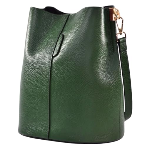 Modarno Giulia Handtasche aus echtem Leder Dollar 23 x 16 x 27 cm, Nachtgrün von Modarno