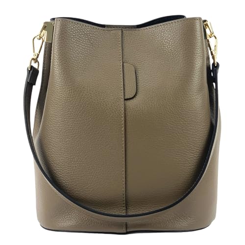 Modarno Giulia Handtasche aus echtem Leder Dollar 23 x 16 x 27 cm, Taupe dunkel von Modarno
