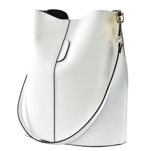 Modarno Giulia Handtasche aus echtem Leder Dollar 23 x 16 x 27 cm, Weiß von Modarno