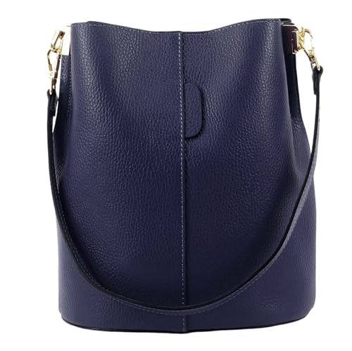 Modarno Giulia Handtasche aus echtem Leder Dollar 23 x 16 x 27 cm, dunkelblau von Modarno