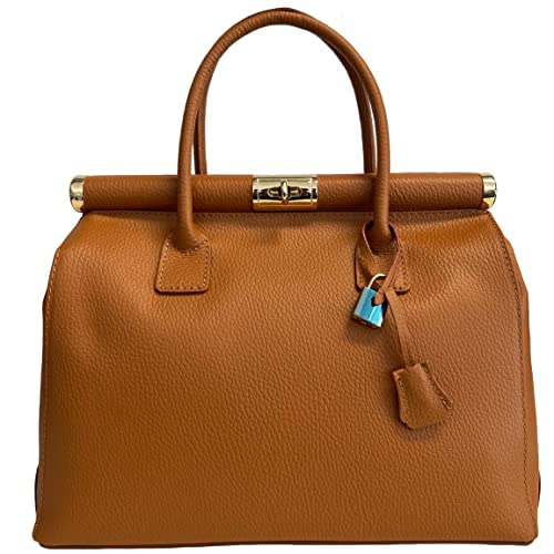 Modarno Handbag Damen-Handtasche aus Leder mit Schultergurt, 35 x 28 x 16 cm, Camel von Modarno