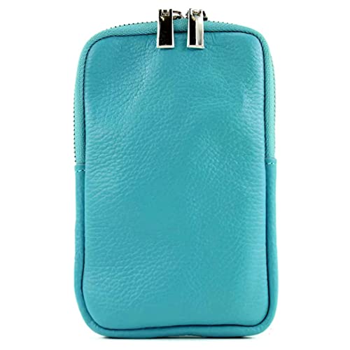 Modarno Kleine Umhängetasche für Mobiltelefone für Männer und Frauen aus echtem Leder 11 cm x 2 cm x 18 cm (Turchese) von Modarno