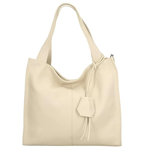 Modarno Umhängetasche Damen Umhängetasche aus echtem Leder 34x10x31 cm, beige, medium von Modarno