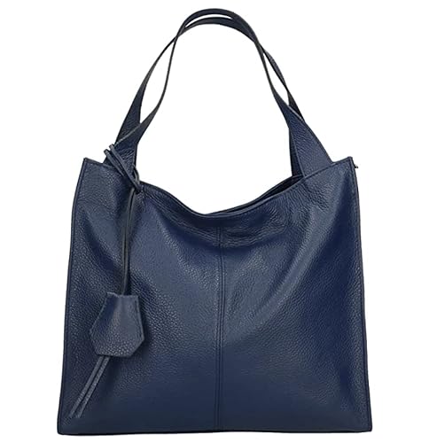 Modarno Umhängetasche Damen Umhängetasche aus echtem Leder 34x10x31 cm, dunkelblau, medium von Modarno